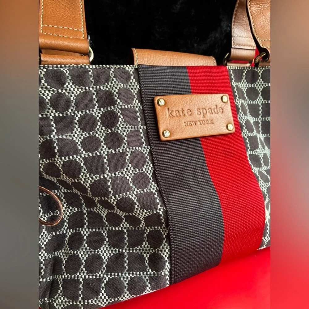 Kate Spade Brown and Red Geometric Shoulder Bag